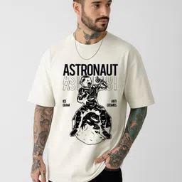Be Crazy Men Graphic Printed Round Neck Cotton Oversized T-shirt-image-34