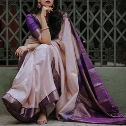 Anjaneya Sarees Zari Silk Blend Banarasi Saree-image-6