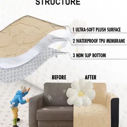 DREAM CARE Beige & Cream-Coloured 1 Piece Sofa Cover image 3