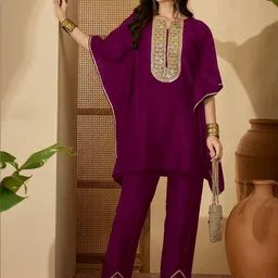 Youthnic Women Ethnic Motifs Embroidered Regular Kurta with Trousers-picture-28