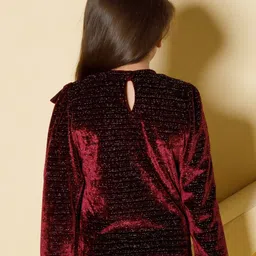 Peppermint Girls Self Design Embellished Velvet Top image 4