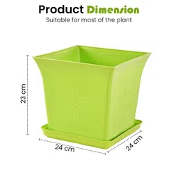 Kuber Industries 3-Pcs Green Premium Flower Pots for Garden withBottomPlates image 5