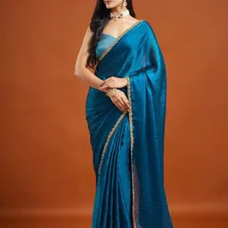 LOROFY Embellished Beads and Stones Mysore Silk Saree with Blouse Piece image 2