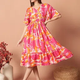 Krunal Raiyani Print Applique Crepe Fit & Flare Dress-picture-37