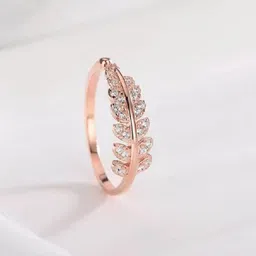 AGARWALPRODUCT Unisex Rose Gold-Plated Sterling Silver Crystals-Studded Finger Ring-picture-27