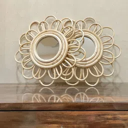 STAPLE EAST Brown Daisy Rattan Mirror image 5