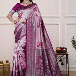 Aman's Impero Ethnic Motifs Zari Art Silk Heavy Work Banarasi Saree image 2
