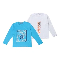 NeuVin Kids Pack Of 2 Typography Printed Round Neck T-shirts-picture-35