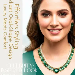 MANSIYAORANGE American Diamond & Cubic Zirconia-Studded Jewellery Set image 3