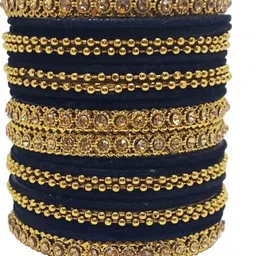 Qufrozy Set Of 24 Black Glass Artificial Stones & Beads Bangle image 2