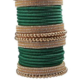 CRAFT LOVE Green Alloy Artificial Stones and Beads Bangle-picture-25