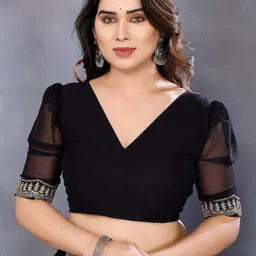 HERE&NOW Floral Embroidered Pure Georgette Designer Saree image 5