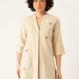 MISRI Mandarin Collar Embroidered Pure Cotton Tunic-picture-15