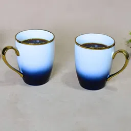 THE HOME CO. Blue & Navy Blue Printed Ceramic Matte Mugs Set of Cups and Mugs image 2