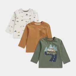 mothercare Boys Pack Of 3 Graphic Printed Round Neck Pure Cotton T-shirts-image-23
