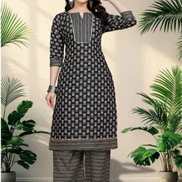 ZELZIS Women Ethnic Motifs Printed Regular Pure Cotton Kurta with Palazzos-picture-28