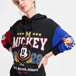 Bewakoof Women Official Disney Printed Hooded Sweatshirt-image-7