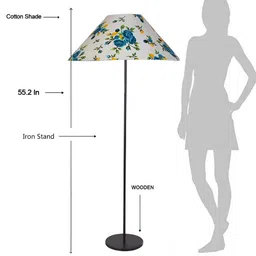 Devansh White & Blue Printed Frustum FloorLamps image 4