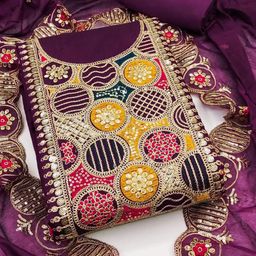 Rangtulika Ethnics Floral Embroidered Sequinned Unstitched Dress Material-picture-40