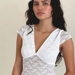 LULU & SKY Women Semi Sheer Lace Inserts Fitted Crop Top-image-32