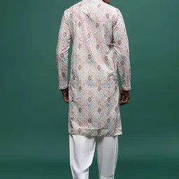Sangria Men Printed Chikankari Sequin Kurtas image 5