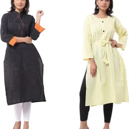 DESHBANDHU DBK Women Yellow Cotton Kurtas-image-95
