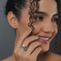 Reenisaa Gold-Plated Crystals-Studded Adjustable Finger Ring image 4