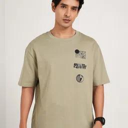 Street 808 by Pantaloons Men Graphic Printed Round Neck Cotton Oversized T-shirt-image-8