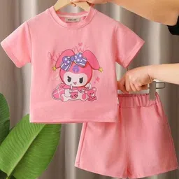 MUSNAH GARMENTS Pink Cotton Blend Clothing Set-image-3