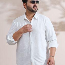 Instafab Plus Men Textured Spread Collar Cotton Casual Shirt-picture-18