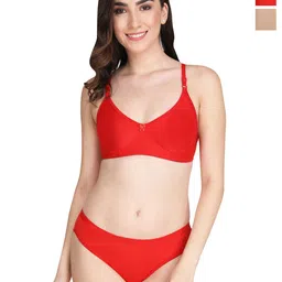 Liigne Pack Of 2 Padded Bra Pure Cotton Lingerie Set-image-48