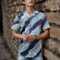 encore by INVICTUS Men Original Fit Abstract Printed Cuban Collar Casual Shirt-image-8