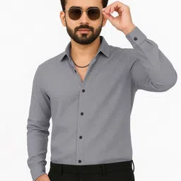 VORTEX Men Original Slim Fit Textured Spread Collar Casual Shirt-picture-20
