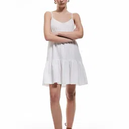 Koton Women Above Knee Smocked Flounce Fit & Flare Slip Dress-image-75