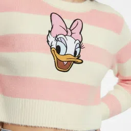 glitchez Striped Donald Duck Applique Detail Crop Pullover image 2