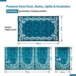 RUBOXA Blue Printed Velvet Sofa Cover image 4