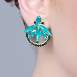 OPUS GEMS Artificial Stones Studded Contemporary Drop Earrings image 3