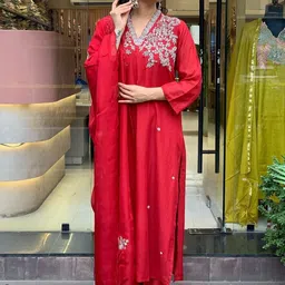 Siya Fashion Ethnic Motifs Embroidered Regular Thread Work Kurta With Churidar & Dupatta-picture-26