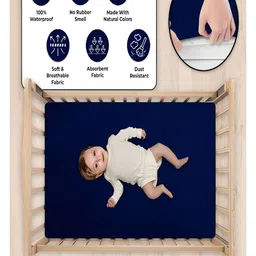 GRISHVA Navy Blue Cotton Water Resistant Mattress Protector image 2