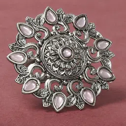 Sangria Opal Stone-Studded Tribal / Afghan Theme Adjustable Finger Ring-image-16