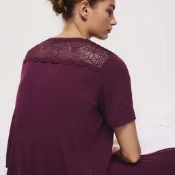 Marks & Spencer Women V-Neck Short Sleeves Night suit image 5