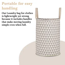 Aura 6Pcs Grey & Maroon Printed Cotton Foldable Laundry Bag With Handle - 60 L image 2