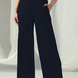 Selvia Edge Women Solid Relaxed Regular Fit Mid-Rise Trousers-picture-22
