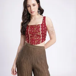 fusion by glitchez Floral Printed Square Neck Fitted Crop Top image 5