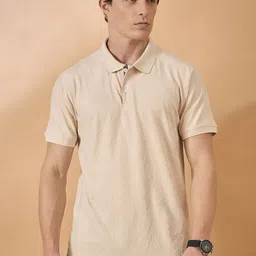 THE BEETEL HOUSE Geometric Printed Polo Collar Cotton T-shirt-image-13