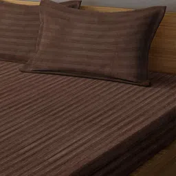 Myntra Elegant Homes Brown 300 TC King Bedsheet with 2 Pillow Covers image 3
