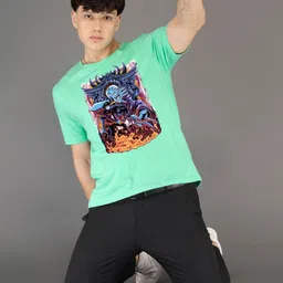 BRAWNY BATTLER Graphic Printed Round Neck Short Sleeves Cotton T-shirt image 5