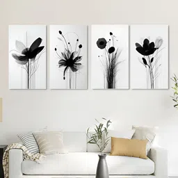 nestroots White 4 Pieces Floral and Botanical Canvas Painting Wall Arts-picture-23