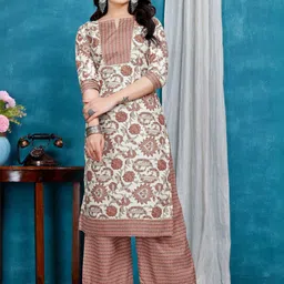 ZELZIS Women Floral Printed Regular Pure Cotton Kurta with Palazzos-picture-30