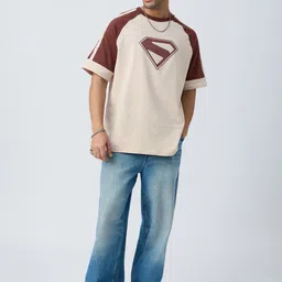 The Souled Store Men Superman Graphic Printed Round Neck Pure Cotton Oversized T-shirt image 3